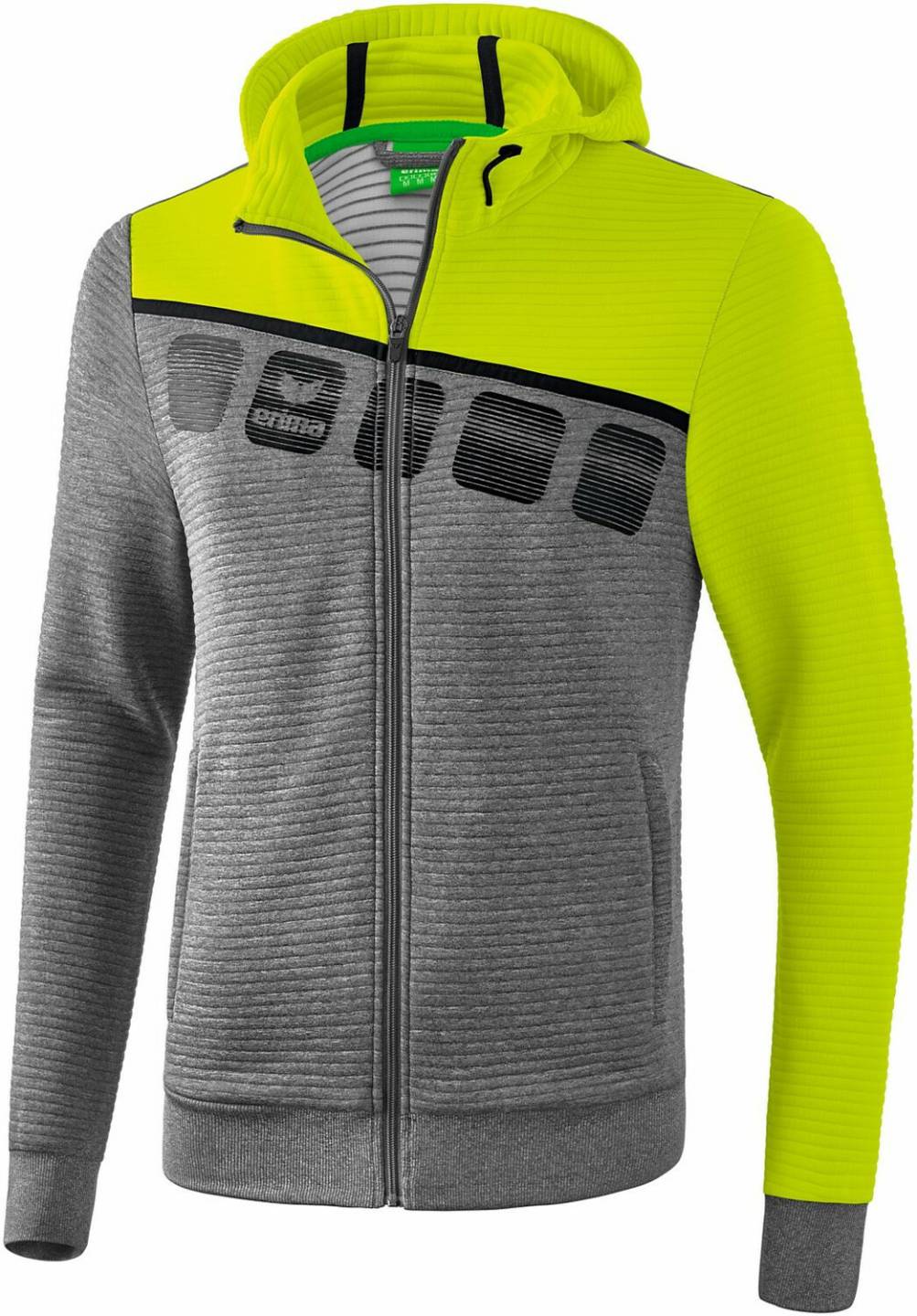 Chándales Sprinter Erima 5-C Hooded Training Jacket (1031906)grey melange/lime pop/black