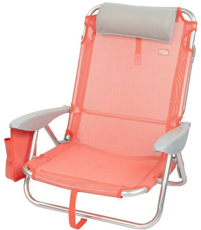 Aktive Beach silla de playa plegable y reclinable 4 posiciones con cojín Sprinter Aktive Beach silla de playa plegable y reclinable 4 posiciones con cojíncoral